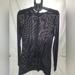 Hot Topic Black Fishnet Long-Sleeve Top